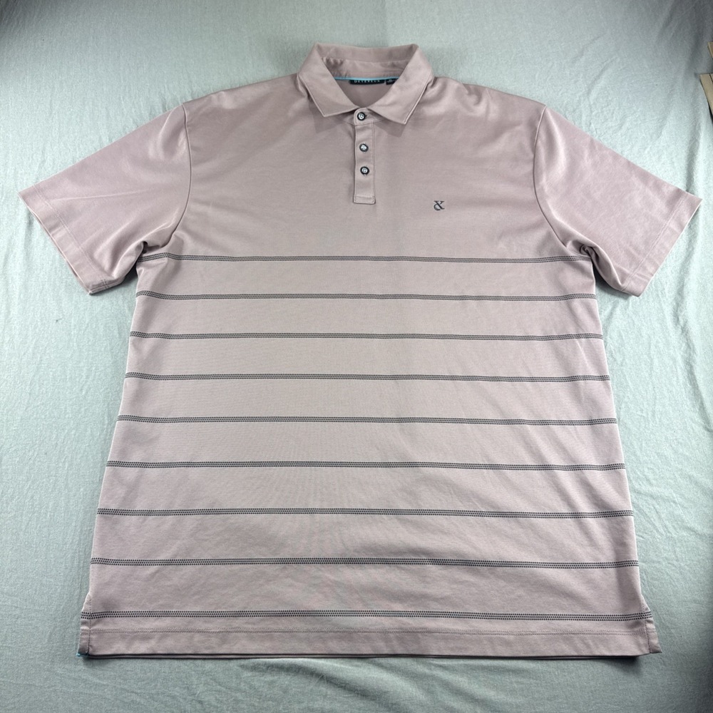 Devereux Golf Polo Mens XL Pink Striped Short Sleeve Performance Shirt Stretch